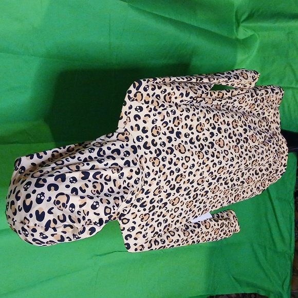 ShoSho sz M hoodie minidress, LS, Halloween leopard print, soft, stretchy fleece - Picture 6 of 13